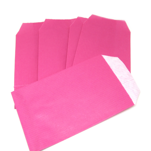 Kraft 50 Pochettes cadeau rose sachet papier kraft bijoux emballage fuschia 12 x 21 cm 