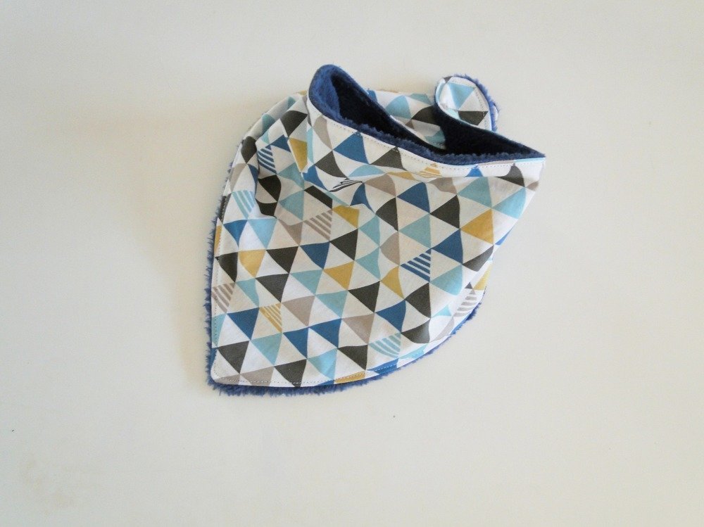 Snood Bandana Triangle Bleu Bebe Garcon A Pressions Coton Douillette Mixte Enfant Hiver Ecole Maternelle Un Grand Marche