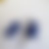Boucles d'oreilles clip  pelote de laine, bleu