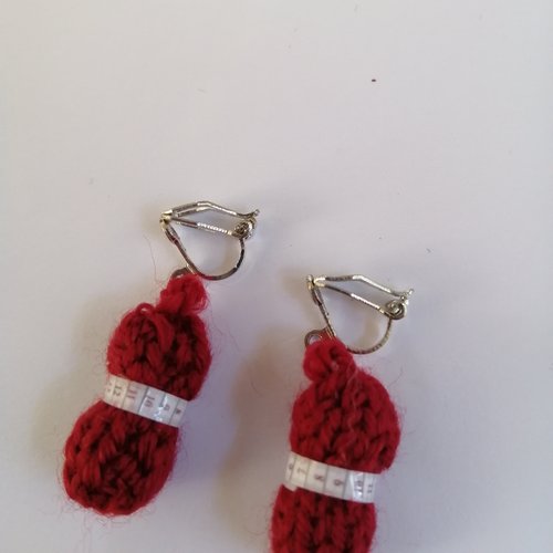 Kit boucles d'oreilles clip pelote de laine rose en laine