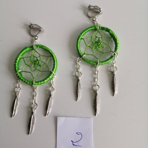 Boucles d'oreilles clip, attrape rêves