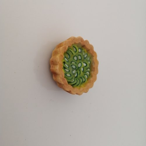 Magnet, tarte kiwi miniature, en fimo