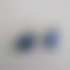 Boucles d'oreilles clip pelote bleu , en laine