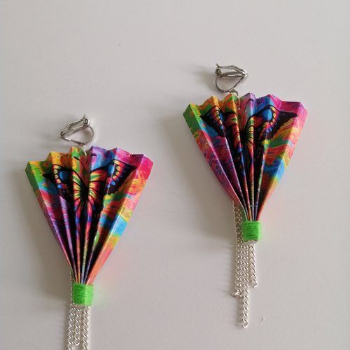 Boucles d'oreilles clip, éventail