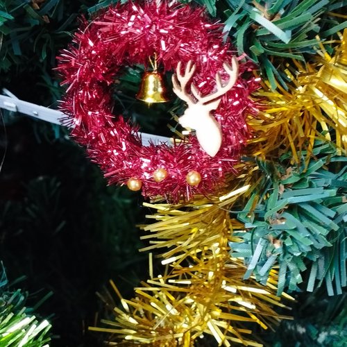Mini couronne de noël rouge, pour sapin