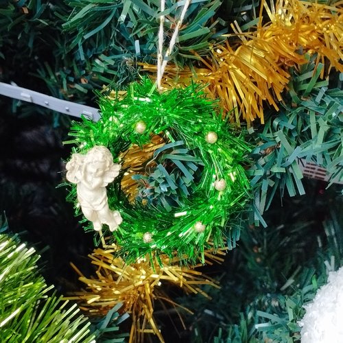Mini couronne de noël verte pour sapin