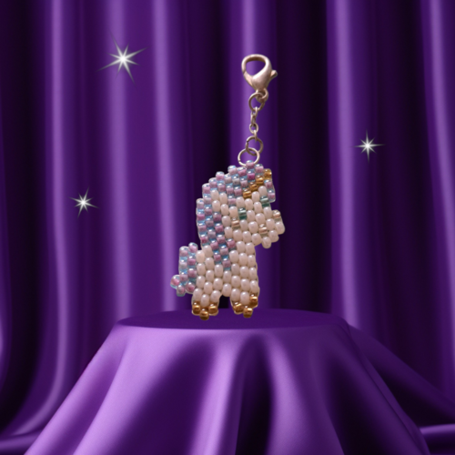 Bijou de sac, licorne en perles
