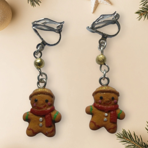 Boucles d'oreilles pain d'épice, en fimo