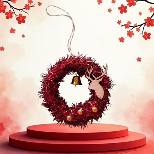 Mini couronne de noël rouge, pour sapin