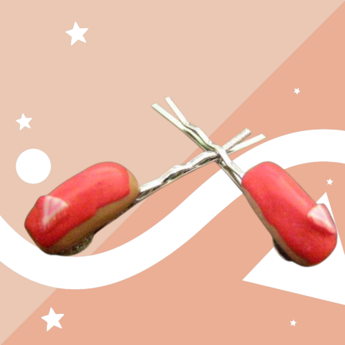 Pinces à cheveux, éclair en fimo