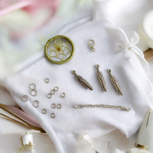 Kit bijou de sac attrape rêves vert d'eau