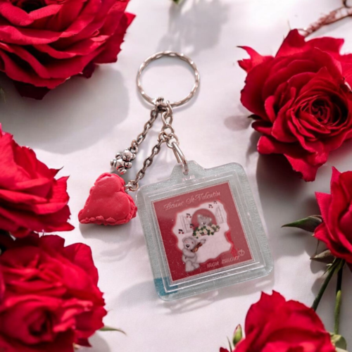 Porte clés , macaron coeur