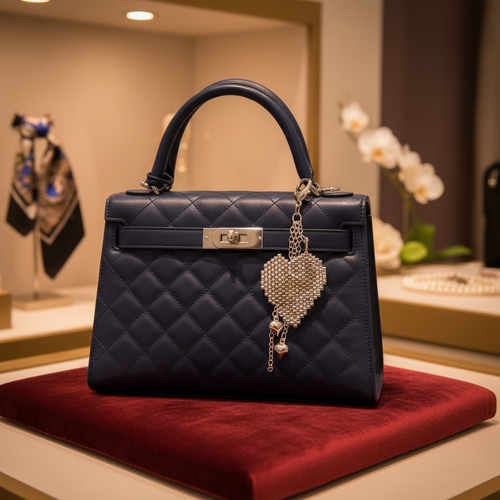 Bijou de sac, coeur en perles