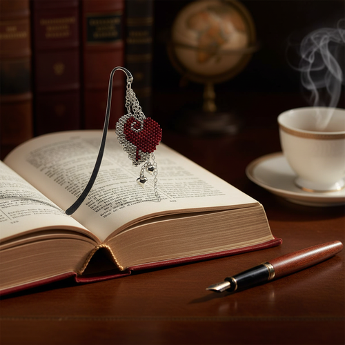 Marque pages coeur en perles