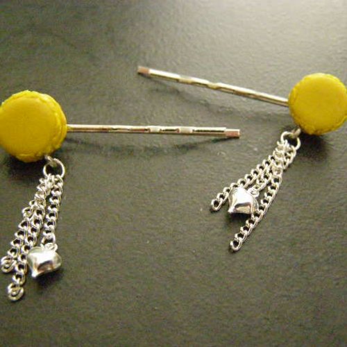 Pince à cheveux, macaron en fimo
