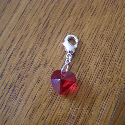 Pendentif, charm, coeur rouge