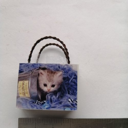 Sac miniature, maison de poupée, collection, chat