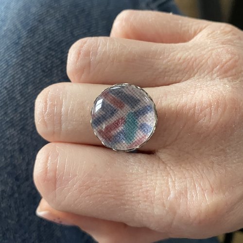 Bague cabochon en tissu