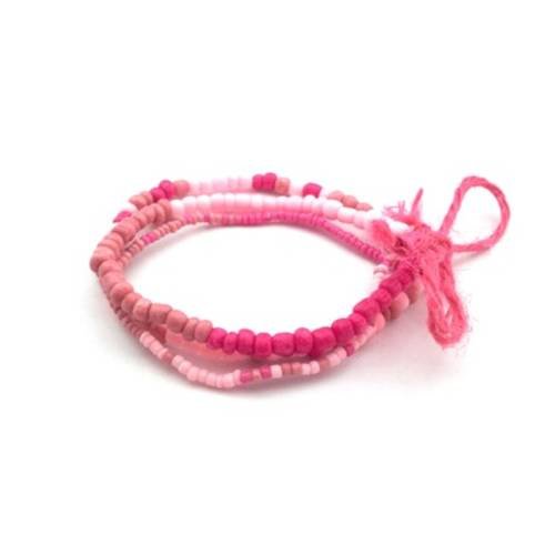 Bracelet élastique perles roses 