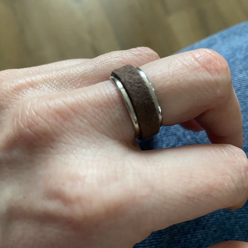 Bague femme argenté et marron