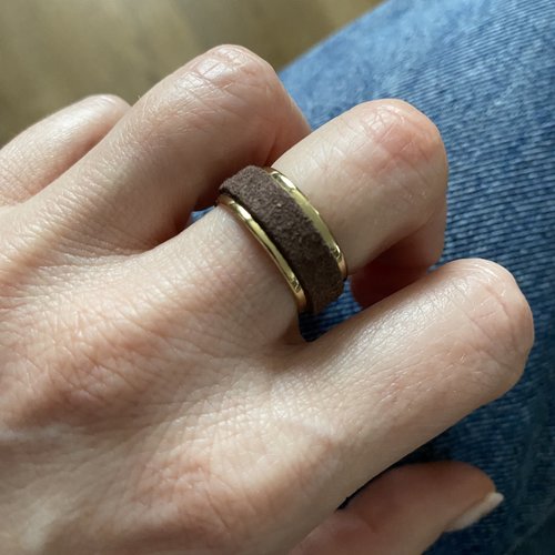 Bague femme doré et marron
