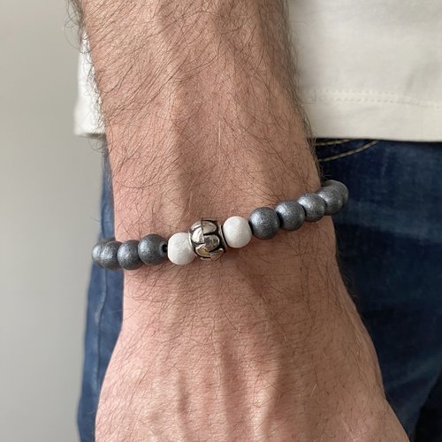 Bracelet homme gris argenté