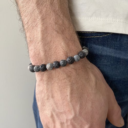 Bracelet homme lave et verre