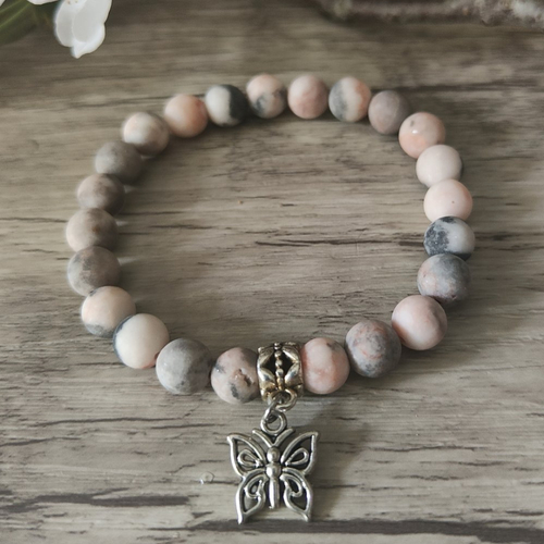 "sérénité" bracelet perles naturelles gris/rose