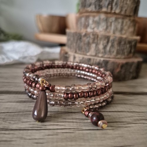 "lueur de châtaigne" bracelet de perles multi rangs