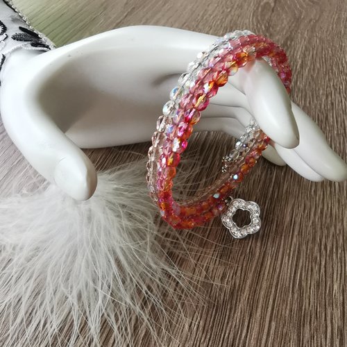 "lueur du jour" bracelet perles cristal dégradé rose oranger