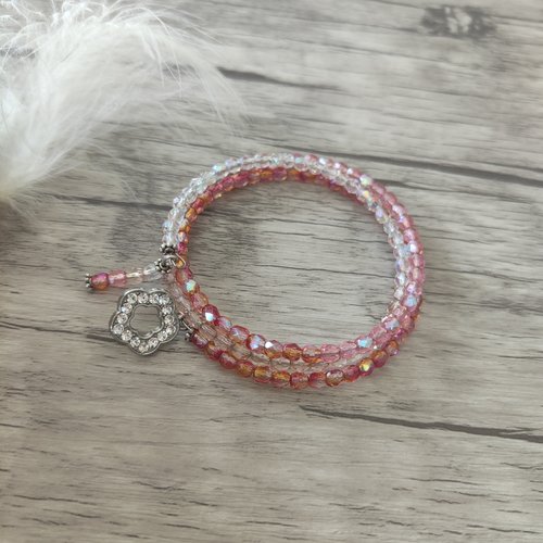 "lueurs du temps"bracelet perles cristal rose oranger