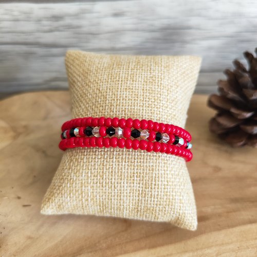 "éclat de passion" bracelet perles cristal rouge et noir