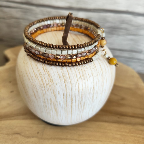 "variations d'automne"bracelet multi rangs tons jaune et ocre