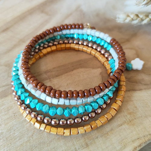 "spirale enchantée" bracelet mémoire de forme perles colorées