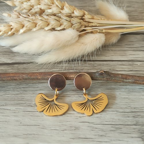 Ginkgo boucles d'oreilles feuilles de gingko dorées