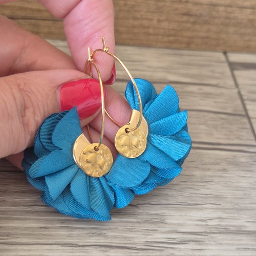 "lagon tropical "boucles oreilles demi lune bleue