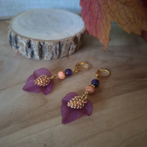 "murmure de la forêt" boucles d'oreilles feuillage automnale coloré