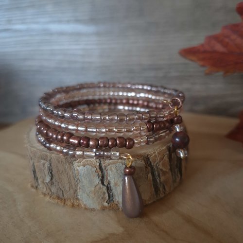 "lueur de châtaigne" bracelet de perles multi rangs
