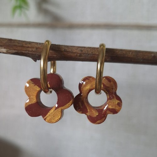 Boucles d'oreilles "alma" tiny fleurette terracota