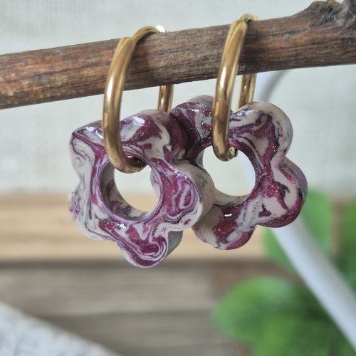 Boucles d'oreilles "alba" tiny fleurette rose quartz