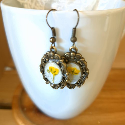 Boucles d'oreilles vintage "cueillir le soleil" jaune d’or