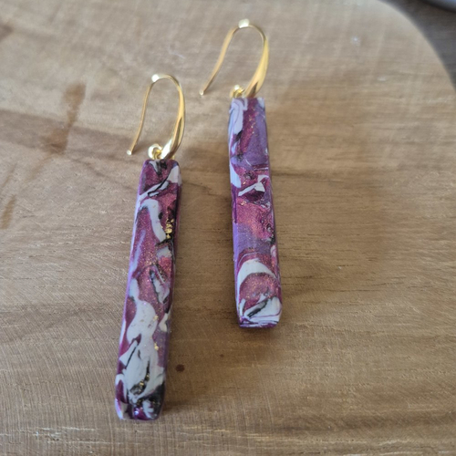 Rêve de quartz boucles d'oreilles rose et or