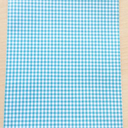 Tissu adhésif motif: vichy bleu turquoise 210 x 290 mm (a4) 