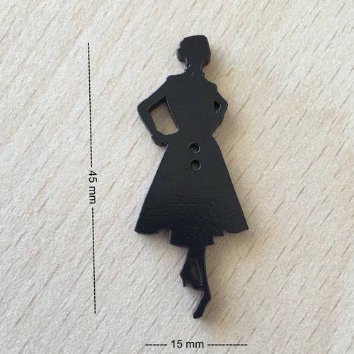 Joli petit bouton " silhouette noire femme  " 