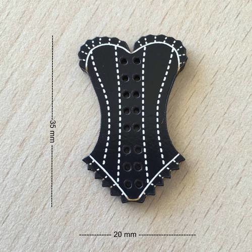 Joli petit bouton " corset dentelle noir " 