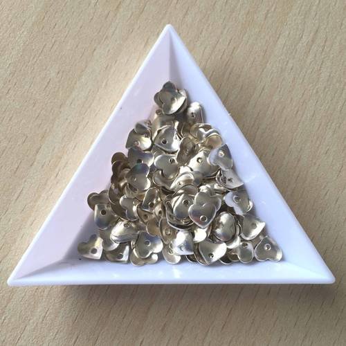 Paillette en métal argenté  5 mm en vrac  en forme de cœur 