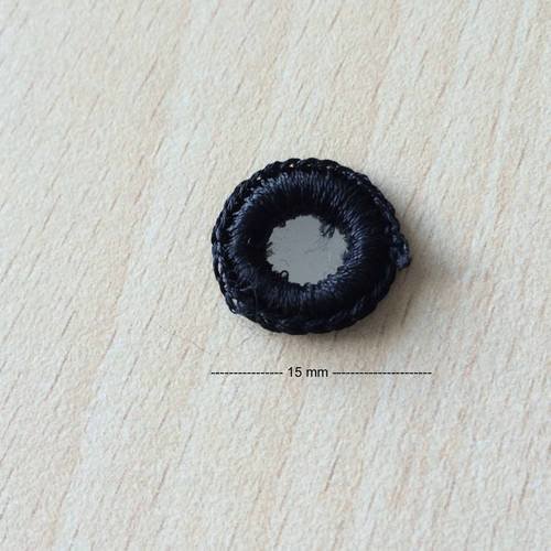 Miroir shisha à coudre  disque  taille 1.5 cm  contour noir 