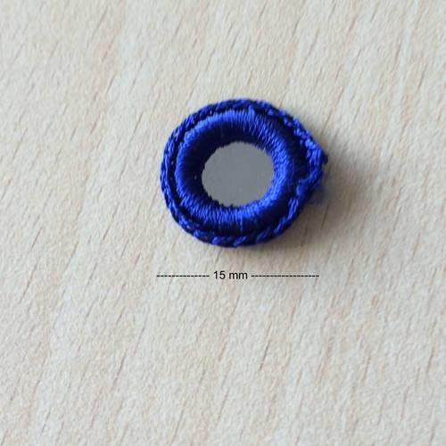 Miroir shisha à coudre  disque  taille 1.5 cm  contour bleu 