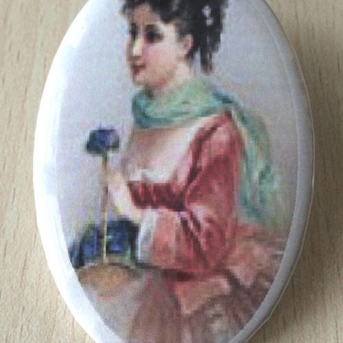 Badge / broche vintage romantique mademoiselle marie 