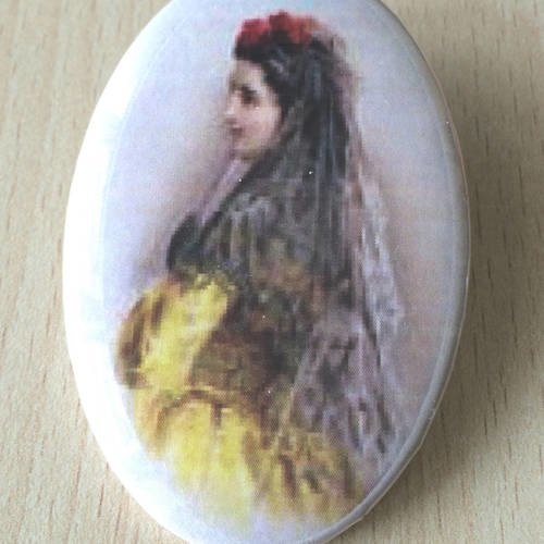 Badge / broche vintage romantique mademoiselle elisabeth 